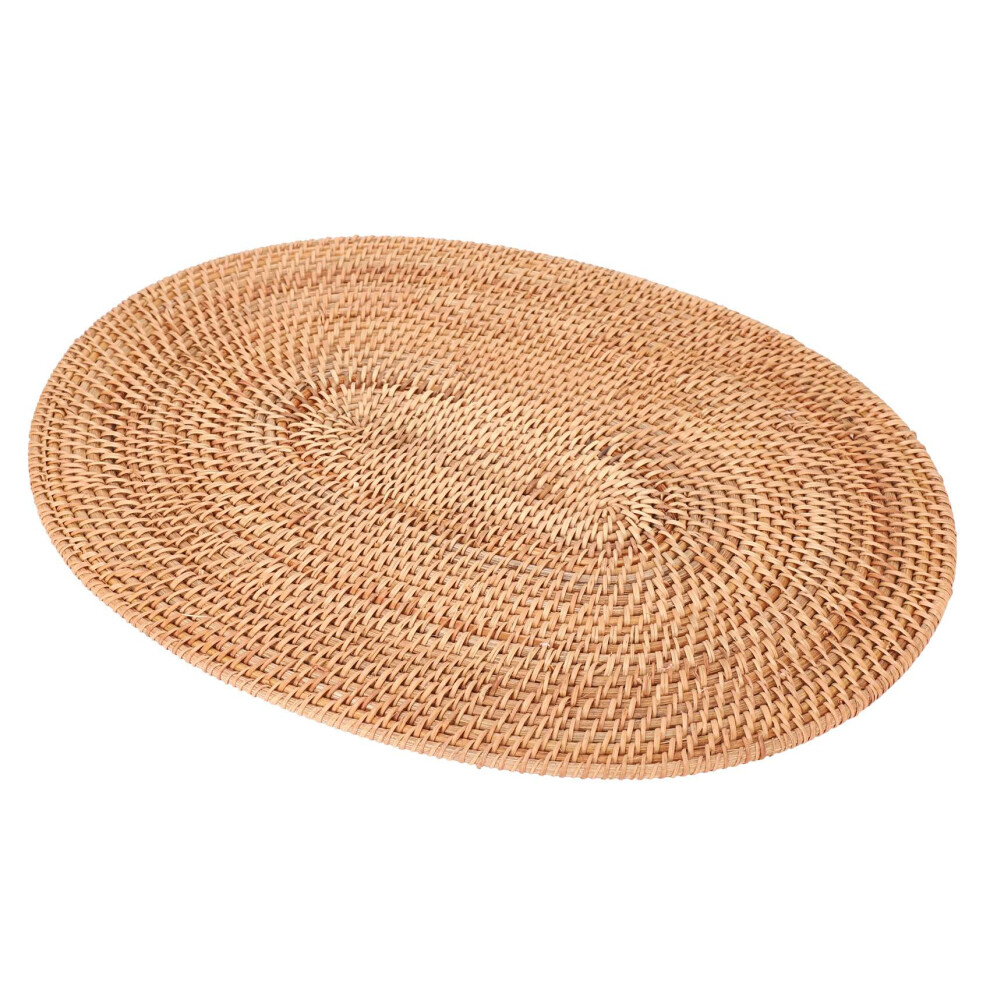 Rattan Woven Placemats Oval Round Table Mats Non Slip Heat Resistant Place Mat Natural Multipurpose Placemat 30X40cm 4851249081055