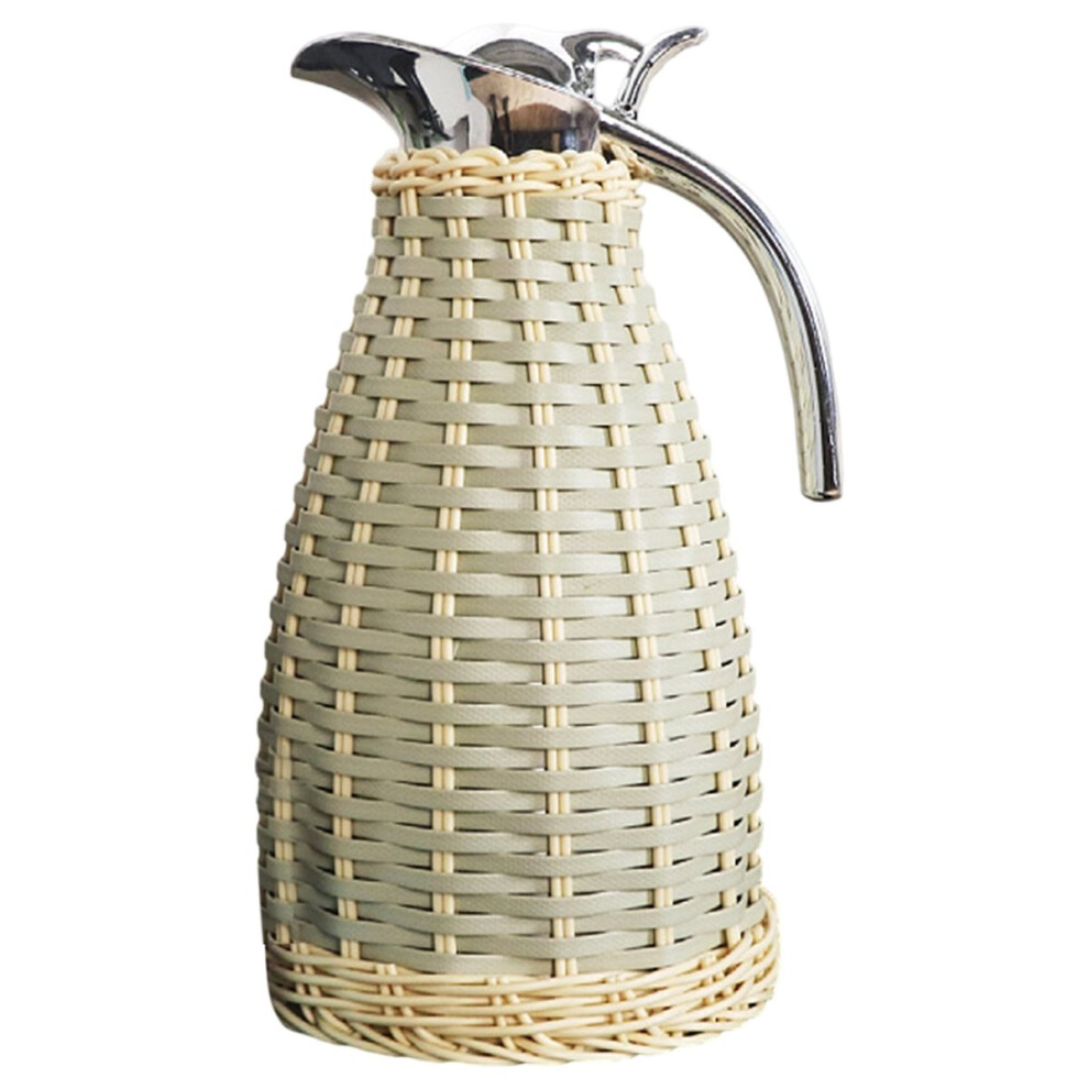 Bamboo Woven Handmade Bamboo Traditional Kettle Stainless Steel Liner Decorative Kitchen Hot Water Tool 2L A 4852779905637