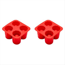Silikon-Eiswürfelform in Becherform, 4er-Set, ideal für Sommerbars, Partys, Bier, Cocktails und kalte Getränke, Rot