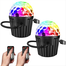 Confezione da 2 mini luci da discoteca portatili per feste, luci stroboscopiche RGB per DJ con telecomando, luci da palco attivate dal suono