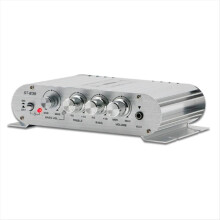 Mini Digital Power Audio Car Amplifier Blue Light Stereo Audio Amplifier for Home Theater Club Party Music 200W X2(B)