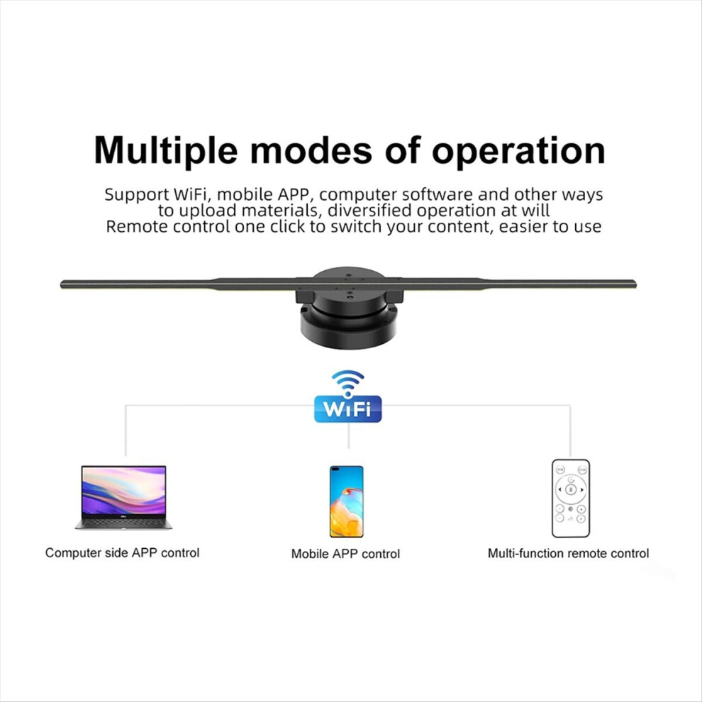 Wifi 3D Holographic Projector 352Led Holographic Player Fan For Image Video Store Bar Party Advertising Display Uk Plug 4852779911324