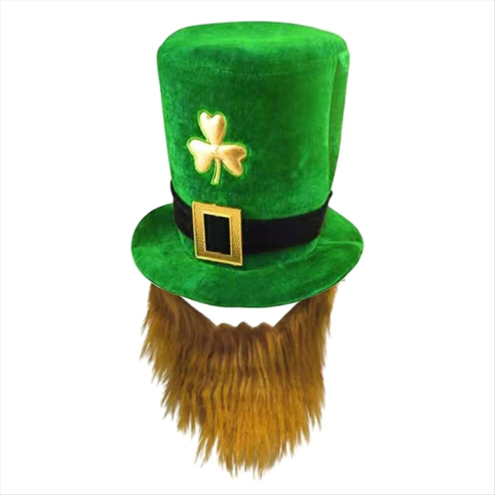 Mens Patricks Day Shamrock Leprechaun Hat W/ Beard Decoration Costume Beard And Mustache Accessories Green 4852779917760