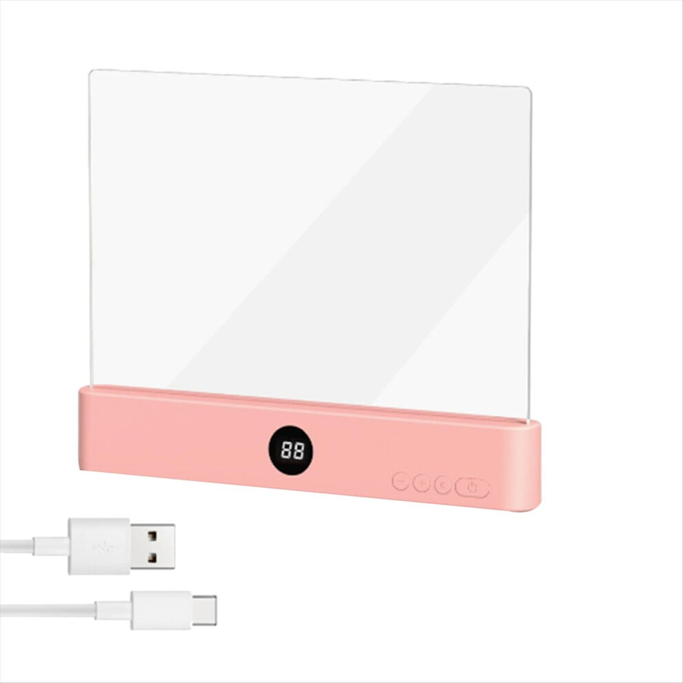 Book Rechargeable Clear Led Flat Reading With 3 Colors & Timer, Plate Lamp Full Page Light/Pink 4851249099593
