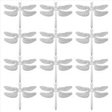 12 Pcs Dragonfly Napkin Rings, Zinc Alloy Napkin Buckle Silver Napkin Ring For Hotel Wedding Holiday Table Decoration
