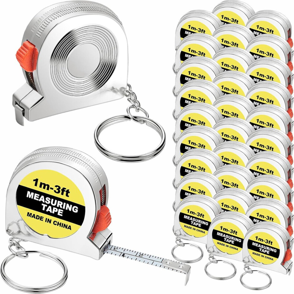 Tape Measure Keychains Functional Retractable Measuring Tape Keychains With Slide Lock For Construction Party,1M/3Ft,A 4852779908867