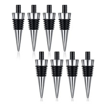 Set van 8 metalen wijnstoppers met kurken inzetstukken, herbruikbare wijnstoppers voor bruiloften, wijnfeesten en bars.