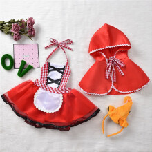 Vestido de tutú con cuello halter para niñas recién nacidas, capa roja, Caperucita Roja, disfraz de fiesta de cosplay, 80