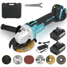 Cordless Angle Grinder, 9000 RPM with 2Pcs 5.5AH Lithium-Ion Battery and Charger for Cutting, Polishing, Grinding, Rust Removal