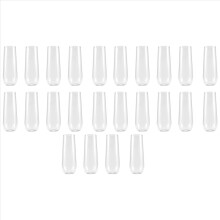 24 Stemless Plastic Champagne Flutes - 9 Oz Plastic Champagne Glasses Clear Unbreakable Toasting Glasses Disposable for Wedding Or Party