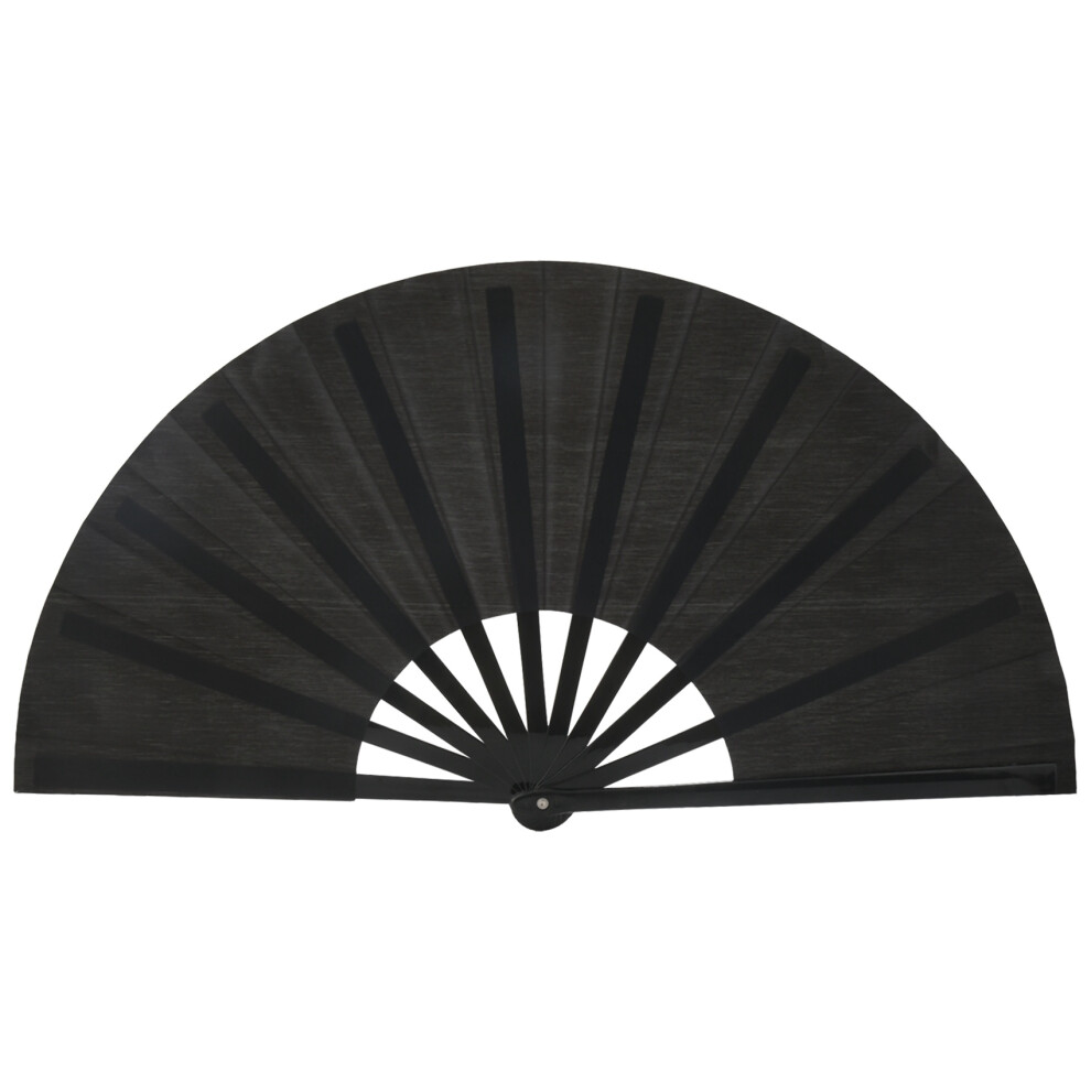 2 Pieces Large Folding Fan Nylon Cloth Handheld Folding Fan Chinese Tai Fan Decoration Fold Hand Fan For Party Favors Black 4852779929695