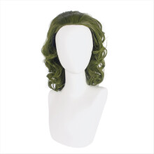 Parrucca verde per costume da clown, parrucca da uomo corta e ondulata, parrucca maculata per festa di Halloween