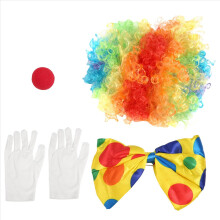 Costume da clown, parrucca da clown, naso da clown, accessori, papillon, guanti bianchi per donne, uomini e adulti, festa di carnevale