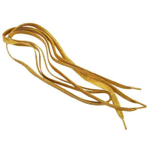 Cadarços planos com glitter coloridos de 45,7 polegadas para esportes, dança e fantasias - Dourado