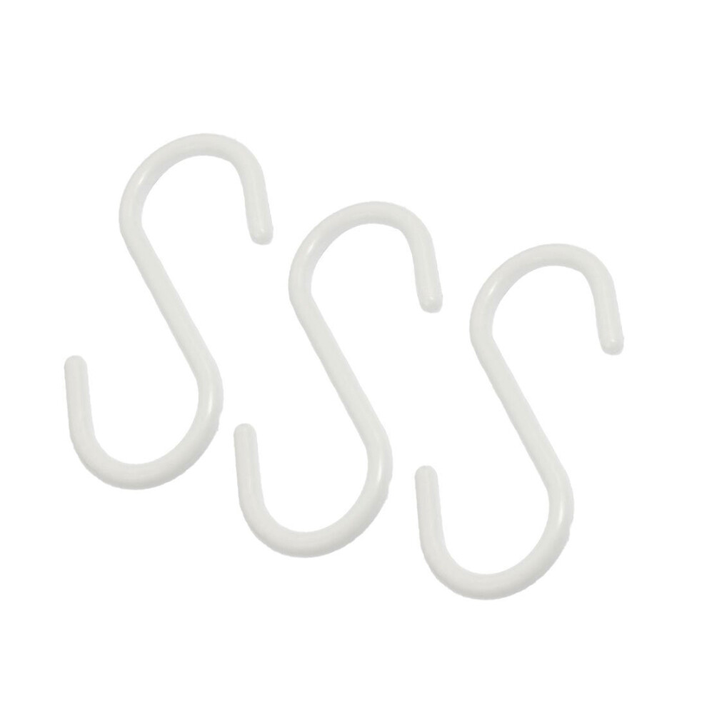 3 Pcs White Plastic S Shaped Hanging Hooks Scarf Apparel Hangers 4852957341141