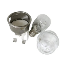2er-Set E14 Hochtemperatur-Ofenlampen (300 C, 250 V, 25 W), inklusive Lampenfassung und Keramik-Lampenkopf.