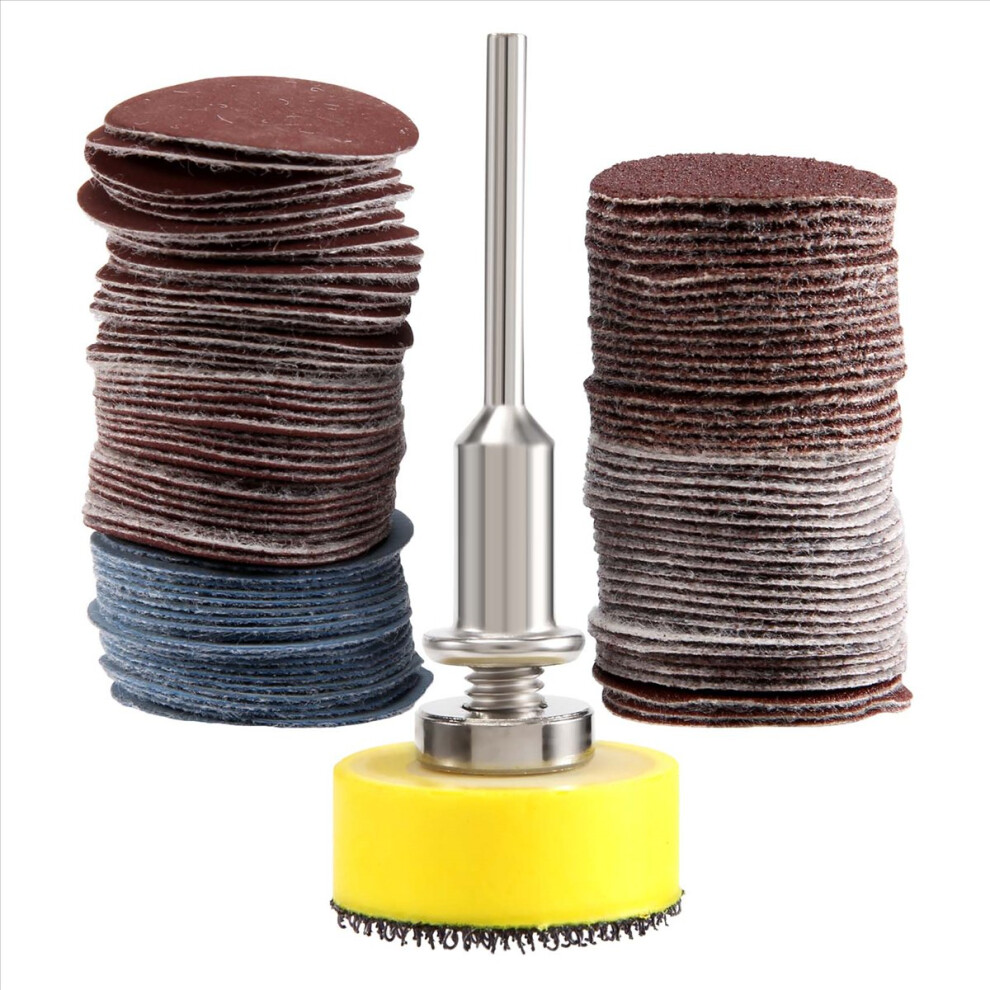100Pcs 25Mm 1 Inch Sander Disc Sanding Disk 100-3000 Grit Paper With 1Inch Abrasive Polish Pad Plate + 1/8 Inch Shank For Rotary Tool 4852957341011