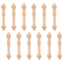 Conjunto de 12 peças de balaústres e fusos de madeira para decoração de corrimão de escada em miniatura, escala 1/12, para casa de bonecas.