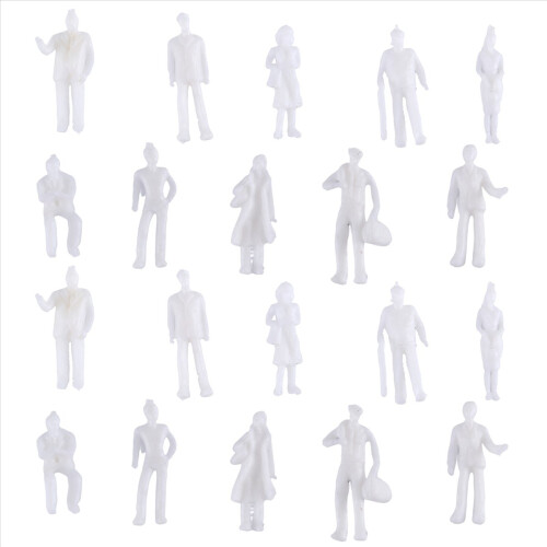 100Pcs HO Scale 1:100 White Model People Unpainted Train Figures 1