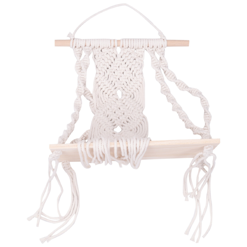 Boho Macrame Wall Hanging Shelf Handmade Woven Tassel Tapestry Rack Wood Floating Storage Hanger For Home Wall Decor 4852957355278