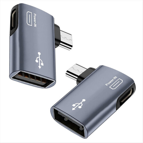 2Pcs OTG Adapter for 90 Degree Left/Right Angle Micro-USB to USB OTG Adapter for Android Phone Tablet 2