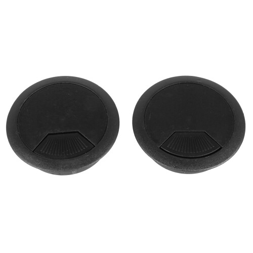 5 Pcs Black 70mm Dia Round Plastic Cable Hole Covers for Computer Desk 2