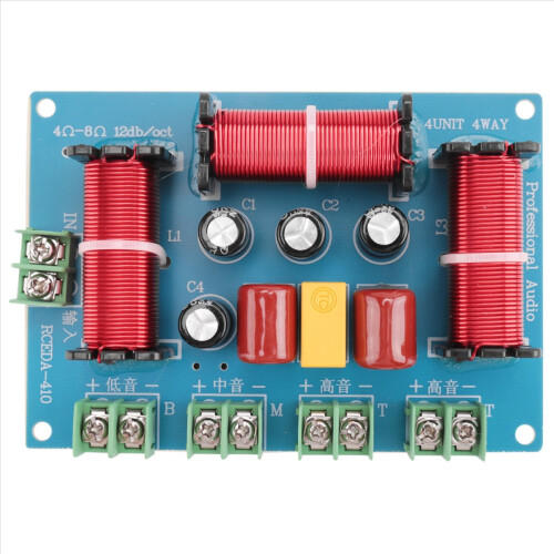 200W Speaker Crossover Double Treble+Midrange+ 4 Way Speaker Audio Frequency Divider Home Theater Speaker Divider 2