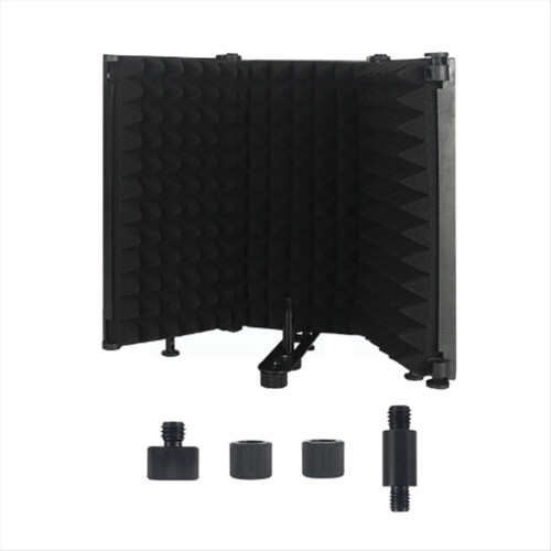 Adjustable 3 Panel Microphone Isolation Shield Foldable Studio Recording Mic Filter Mic Sponge Soundproof Shield