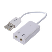 Adaptateur audio USB 2.0 avec prise casque et microphone 3,5 mm (blanc)