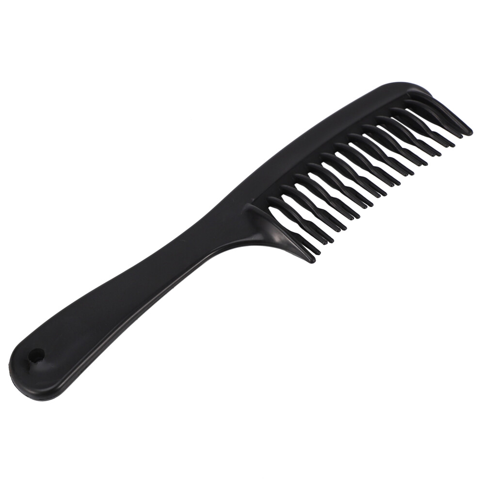Unisex Black Double Row Tooth Detangler Hair Comb Shampoo Comb With Handle For Long Curly Wet Hair