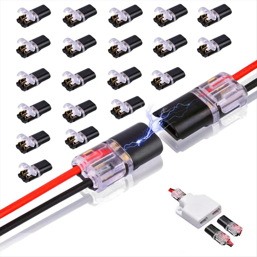 20Pcs Double-Wire Plug-In Connector, Pluggable 2 Pin 2 Way Led Wire Connectors, With Locking Buckle Fast Wire Connectors 4852957369893