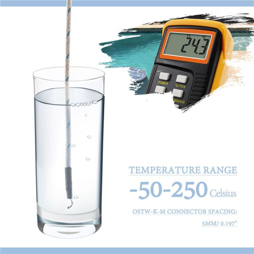 Sensor de temperatura tipo termopar com cabo de 10 m e faixa de temperatura de -50 a 250 graus Celsius (tipo K) 2