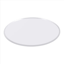 Transparante, ronde schijf van 3 mm dik spiegelend acryl, diameter: 85 mm