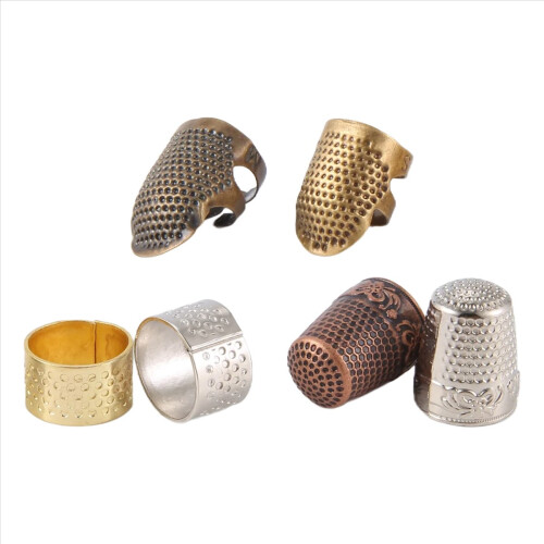 6 Pieces Sewing Thimble Finger Protector,Adjustable Metal Finger Shield Protector for Sewing Embroidery Needlework 1