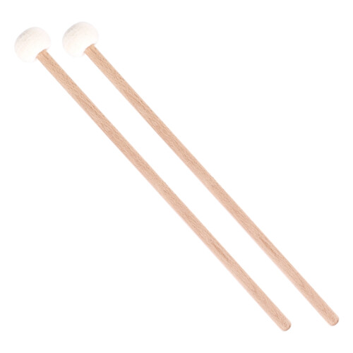 Conjunto de 2 baquetas duplas para tambor, prato e gongo, com cabeça macia, 385 mm. 2