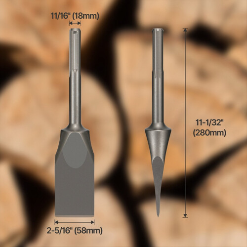 Cinzel para rachar lenha em aço liga SDS Max, resistente e ideal para martelo elétrico. 2