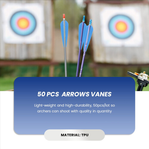 Penas de flecha de plástico de 4 polegadas para flechas de arco e flecha DIY, pacote com 50 unidades (azul) 2