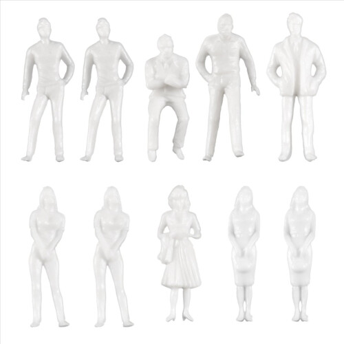 1:50 White Figures Architectural Model Human Scale HO Model Plastic Peoples,10 Pieces 1