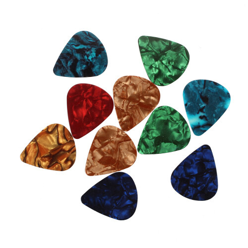 Conjunto de 10 Palhetas de Guitarra de Celuloide Coloridas e Estilosas de 0,47 mm