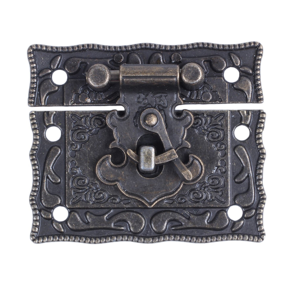 Wood Case Chest Box Rectangle Clasp Closure Hasp Latches Bronze Tone 4852957369275