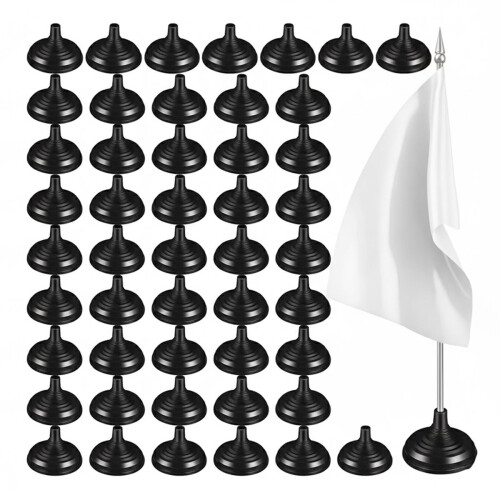 48 mini supports de drapeaux de table (10 x 15 cm) - Noir 1