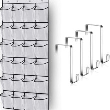 Over the Door Shoe Organizer, Hanging Shoe Organizer with 24 Mesh Large Pockets Door Shoe Rack Organizer