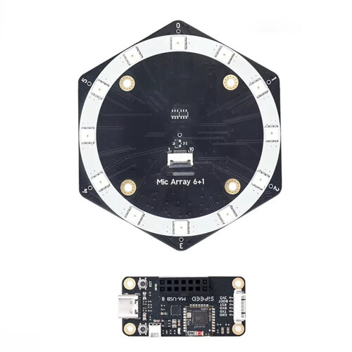 6+1 Mic Array Localization Beamforming USB Driver-Free Sound Card Microphone Array with MA-USB8 Drive Board