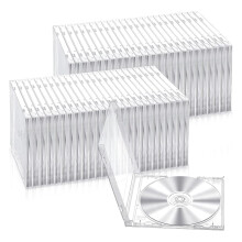 Estuche de plástico para 50 CD, para guardar CD, caja de embalaje, estándar, individual, transparente, funda protectora para DVD, repuesto