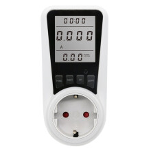 Energiemeter, stekkerdoos met overbelastingsbeveiliging, kilowatt-spanningsmeter, ampèremeter, energiemonitor met EU-stekker.