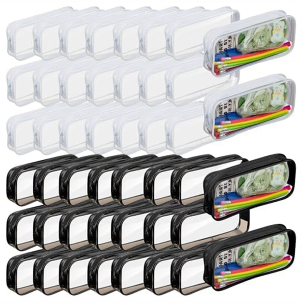 50 Pcs Clear Pencil Pouch Clear Pencil Case Clear PVC Zipper Pencil Bag Large Travel Toiletries Bag Makeup Bags