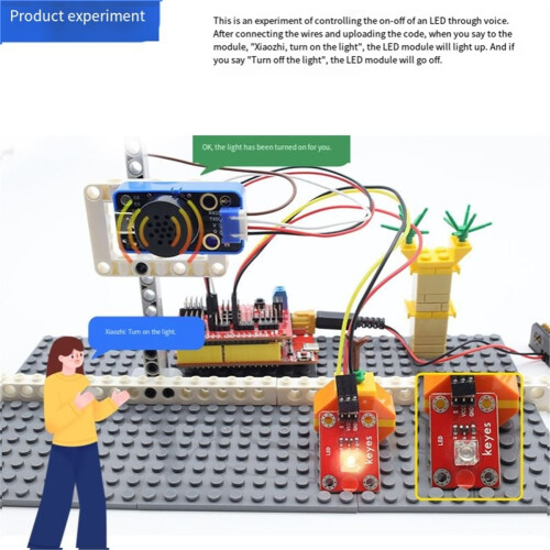 Módulo de voz em inglês AI Xiaozhi, blocos de construção eletrônicos DIY para programação de projetos com estojo. 2