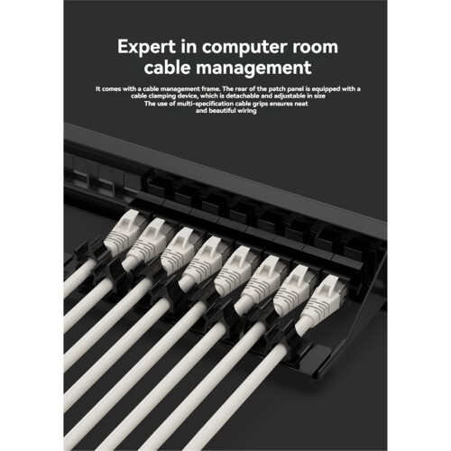 24-Port Cat6 Patch Panel UTP/STP Tool-Free Rack Mount Network Panel with Labels for Structured Cabling 2