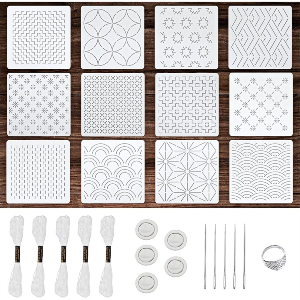 28Pcs Plastic Stencil Kit, Template Pattern Geometric Embroidery Thread Drawing Line Template For Hand Quilting Sewing 4852957397605