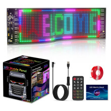 Scrolling LED Signs, 23.4 X 4.7 Inch Flexible Custom USB 5V Bluetooth APP Control Programmable LED Sign for Car Home